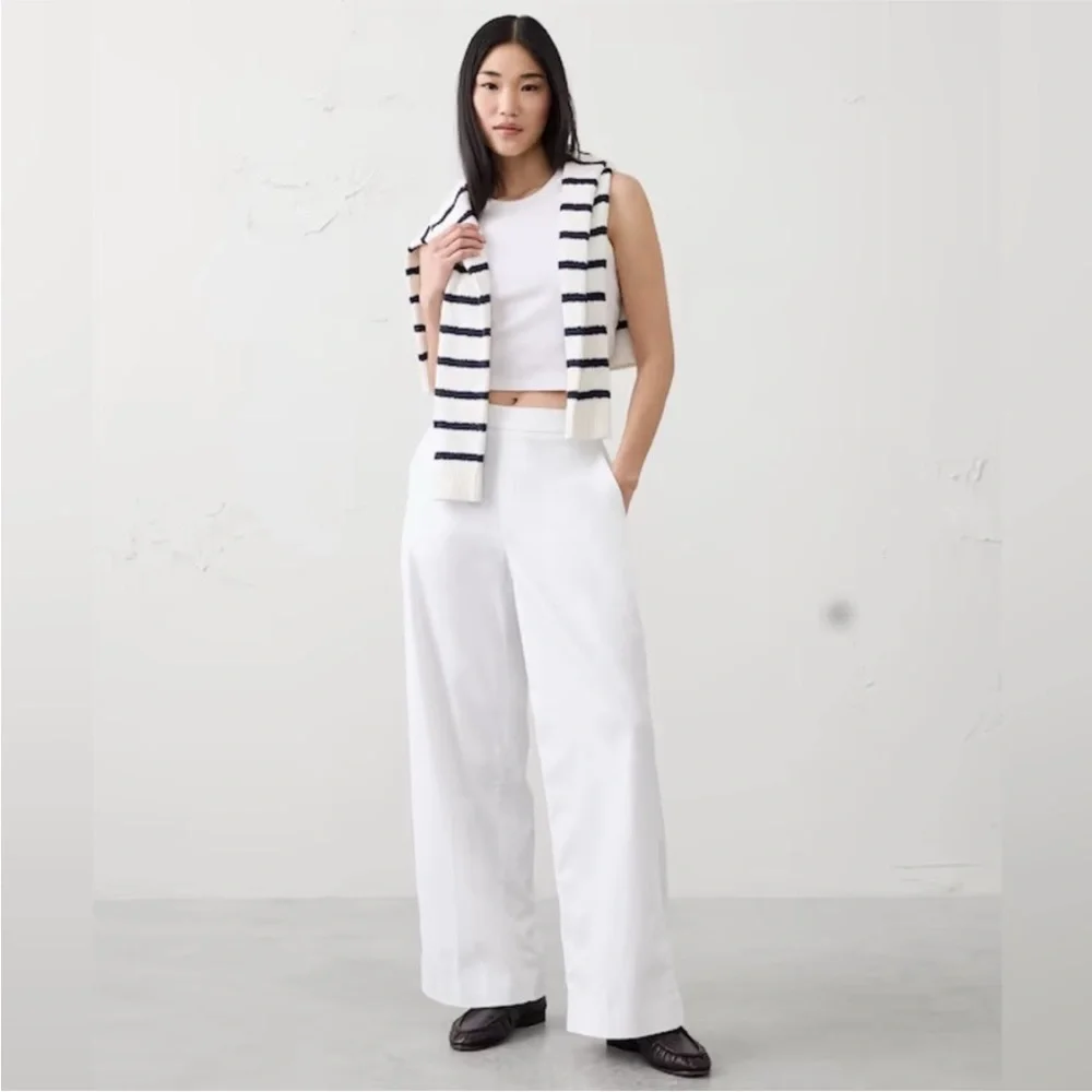 NWT! Banana Republic Wide-Leg High-Rise Linen-Blend Pant -  🩷